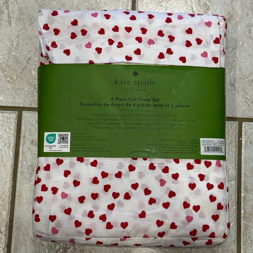 New Kate Spade Heart Valentine‎ Full Sheet Set